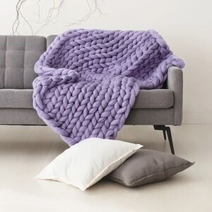 Handmade chunky knit blanket, giant knit blanket, chunky Merino wool blanket